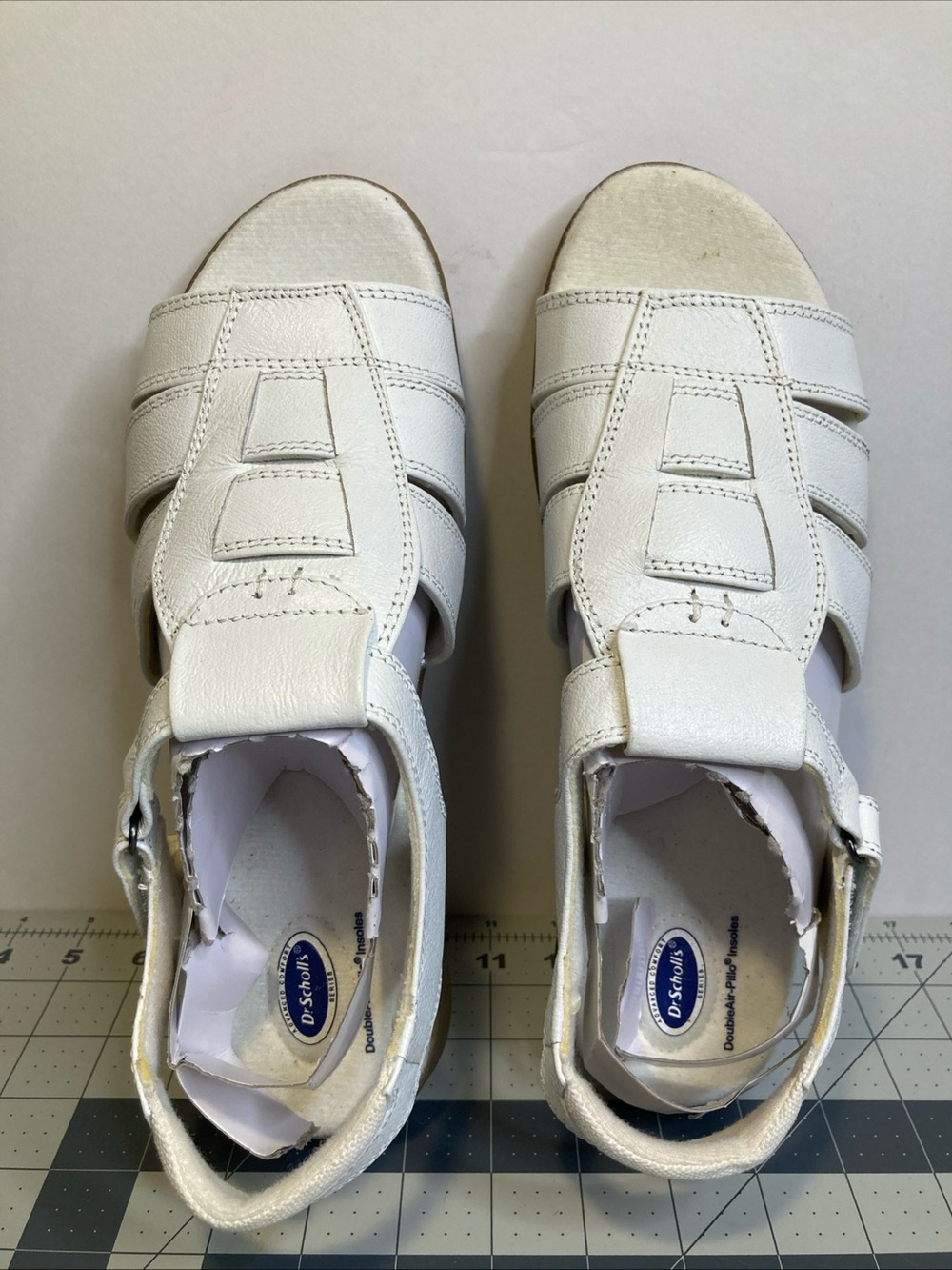 Dr Scholls Womens White  Comfort Fisherman Sandals Leather Upper Adjustable 10W